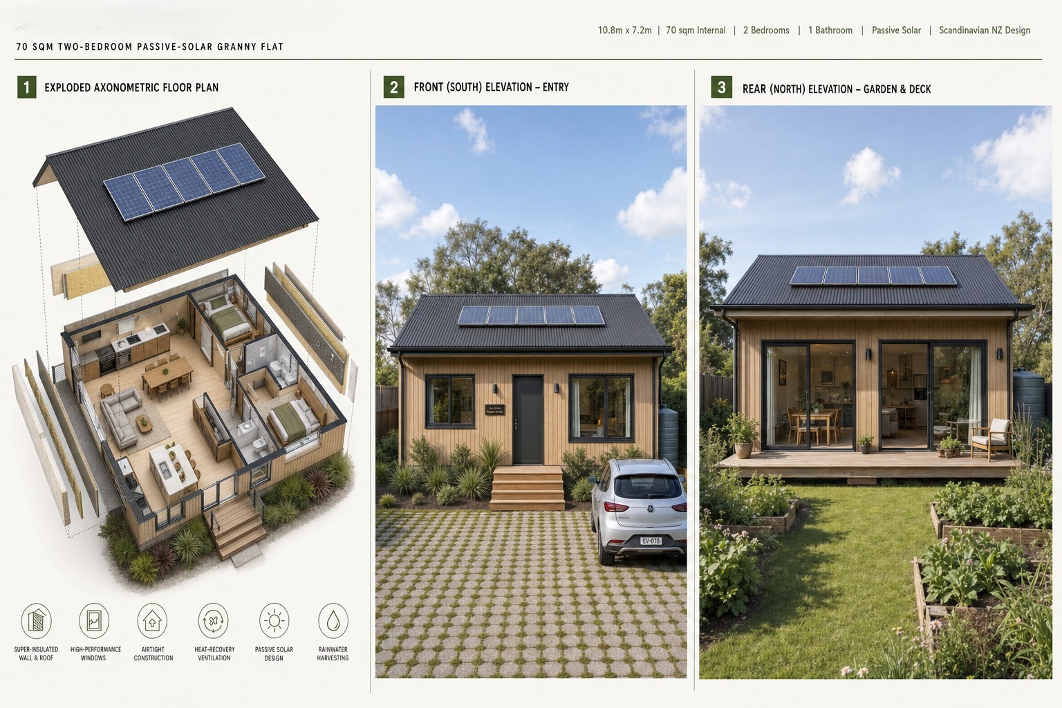 Front & Rear Axonometric granny flat design